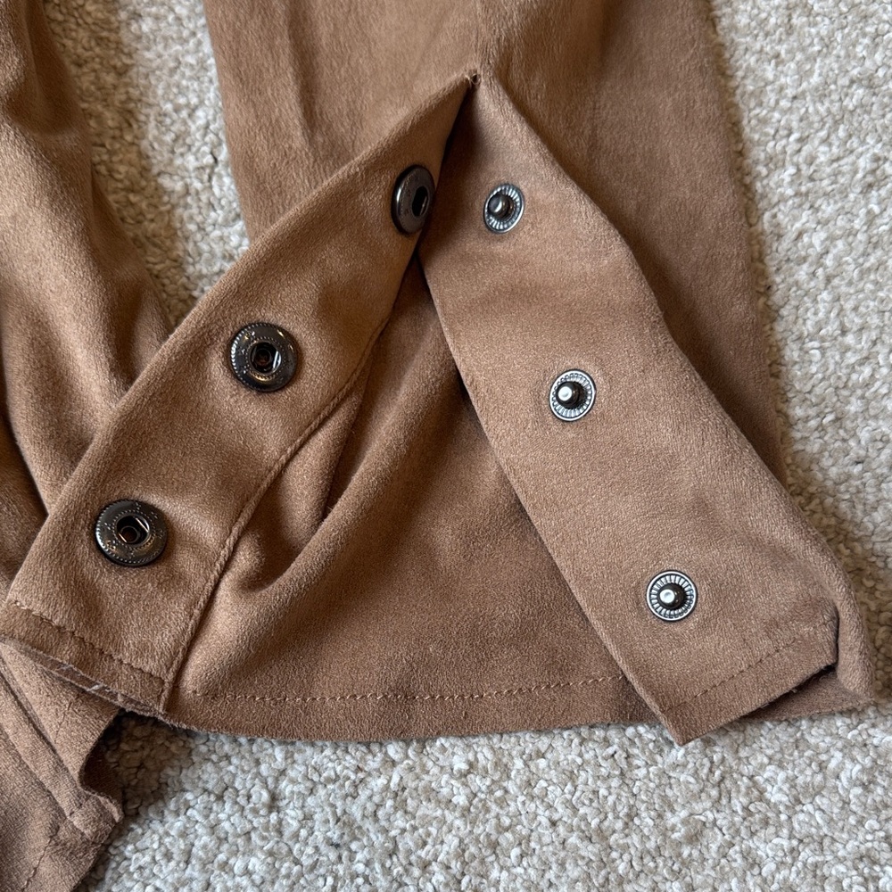 Liverpool  Women's Tan Brown Blazer Drapey Jacket Size Large 12-14 Faux Suede - Picture 6 of 12